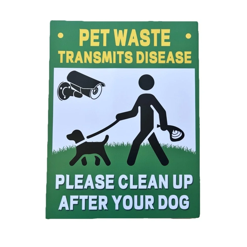 Pet Waste Yard Sign & Stake 10 x 13 Curb Animal Clean Up Poop Outdoor Supplies
